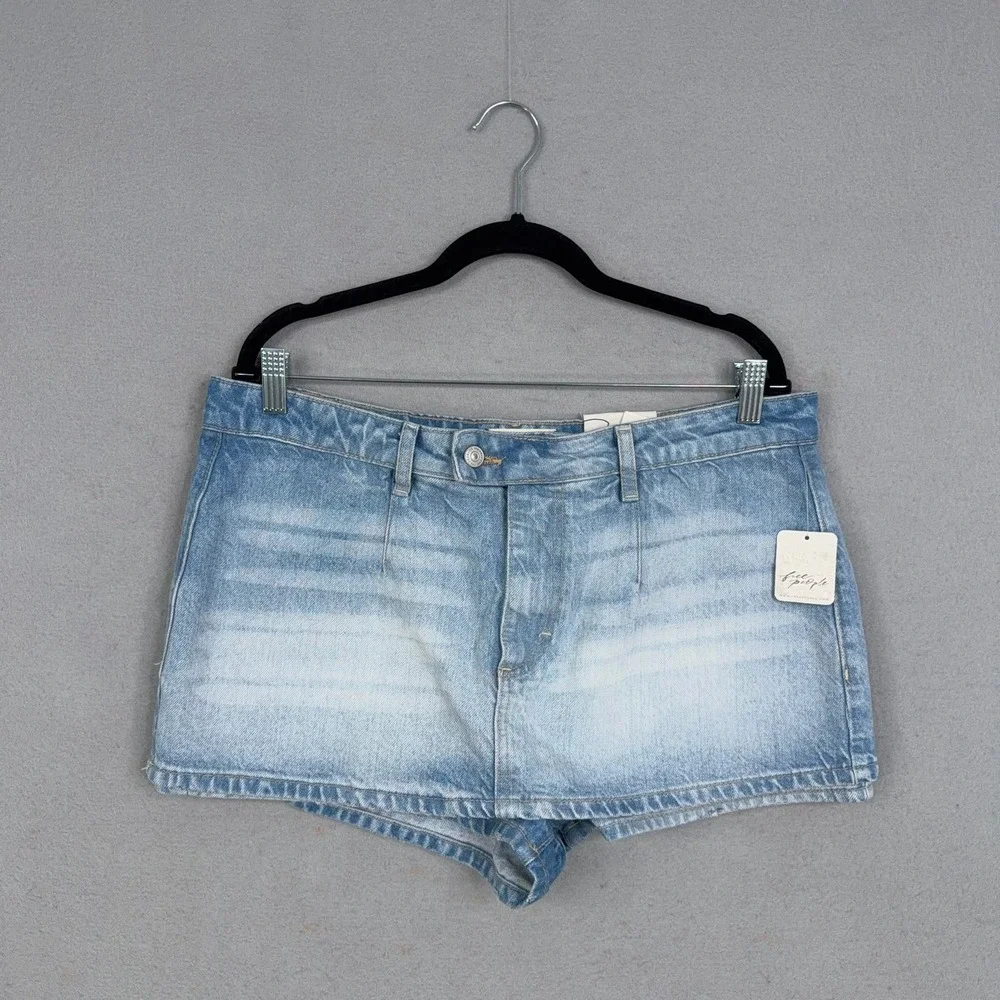 Free People We The Free Skort Women 32 Light Wash Denim Galivanting Skort